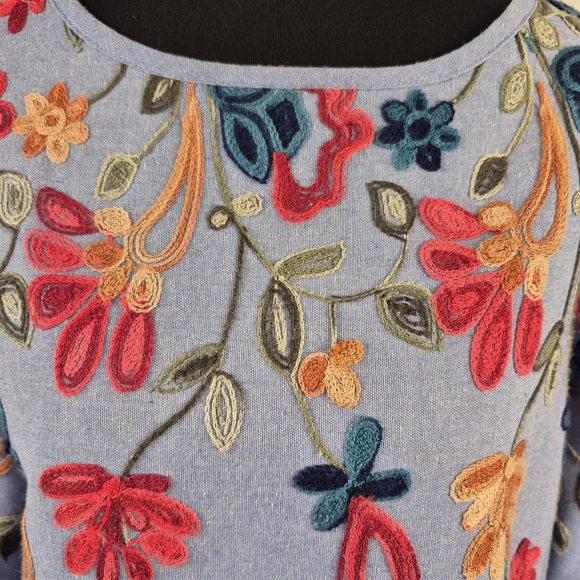 Anthropologie Kindred Embroidered Boho Peasant Top SM - Picture 2 of 5